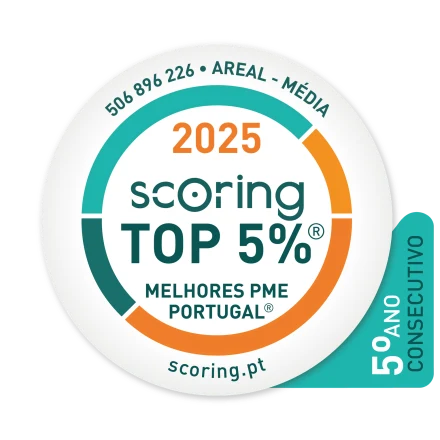 Sello Scoring TOP 5% 2025 — mejores pymes de Portugal, quinto año consecutivo